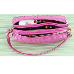 Ostrich Pattern PU Leather Women Clutch Bag Cosmetic Bag Makeup Bag