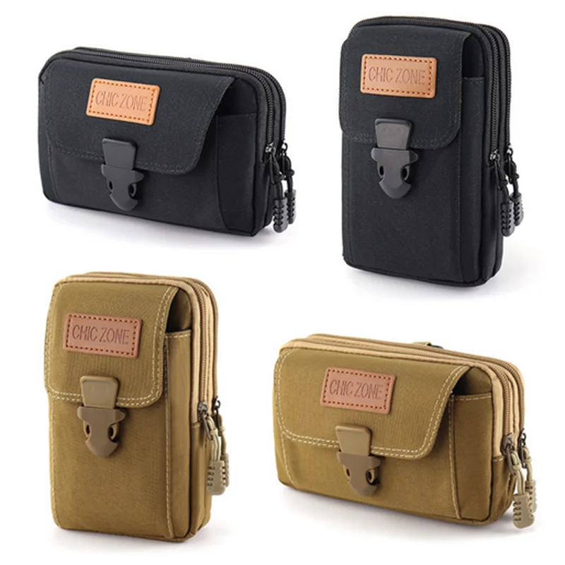 Men PU Leather Waist Bag Cell Phone Purse Pocket