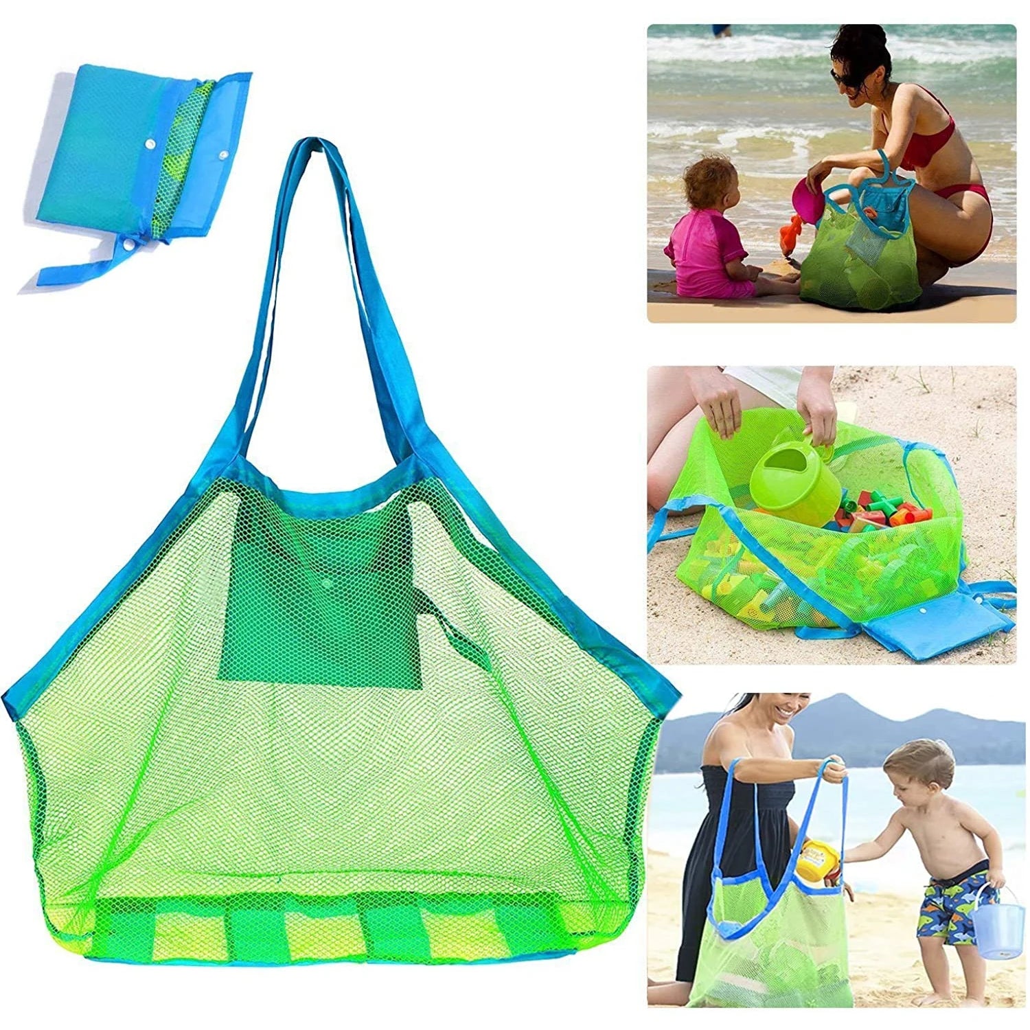 Kids Foldable Beach Bag Mesh Swimming Toy Storage Bag