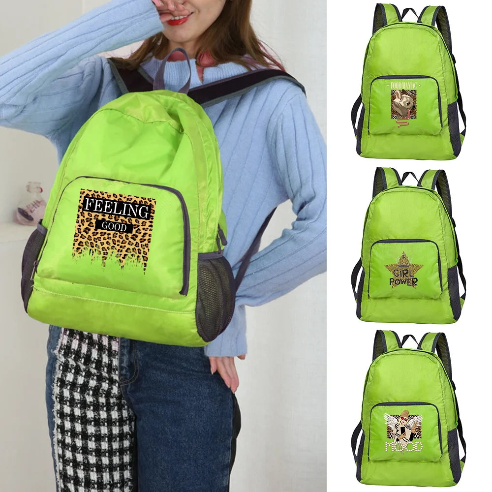 Leopard Print Folding Backpack for Hiking Travel Camping