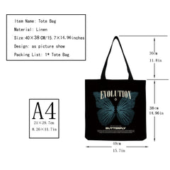 Butterfly Mushroom Print Eco Friendly Tote Bag