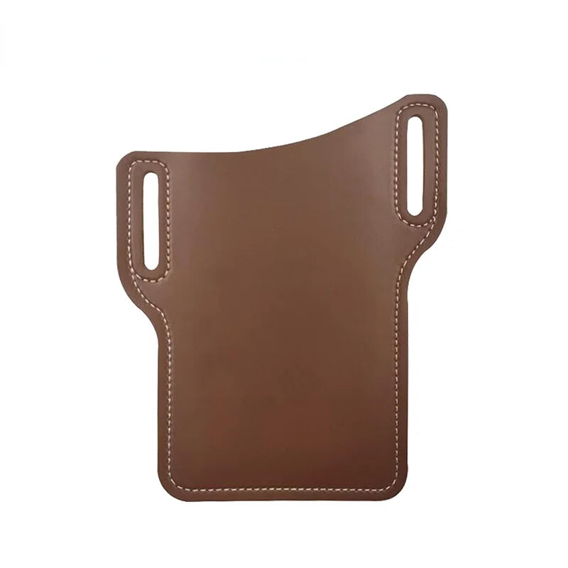 Men Leather Vertical Pockets Multifunctional Outdoor Belt Phone Bag