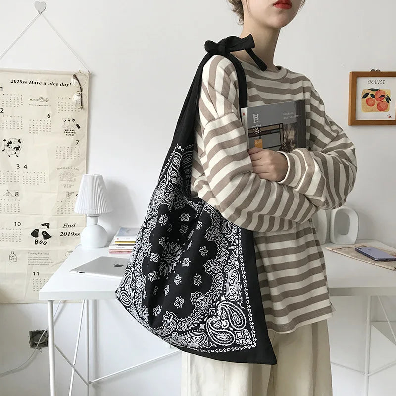 Large Printing Slouch Bag for Women - Big Capacity Shopper Bag