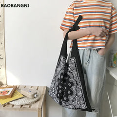 Large Printing Slouch Bag for Women - Big Capacity Shopper Bag