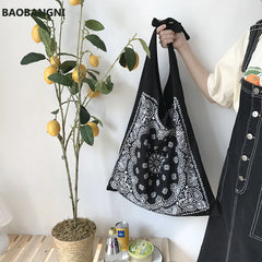 Large Printing Slouch Bag for Women - Big Capacity Shopper Bag