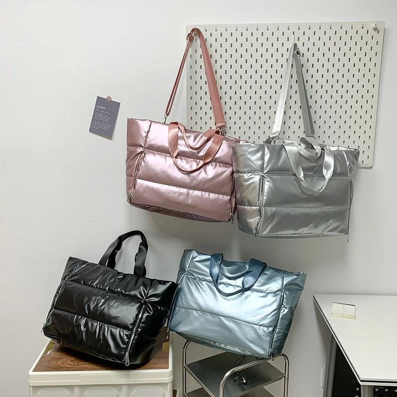 Waterproof Nylon Padded Tote Bag Quilted Cotton Space Handbag