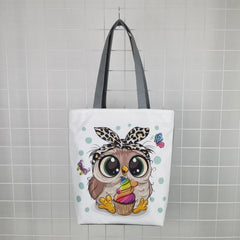 Owl Printed Handbags High Capacity Shopper Bag Travel Beach Foldable Tote Bag
