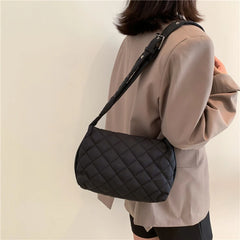 Women's Embroidered Shoulder Bag w/ Rhombus Design