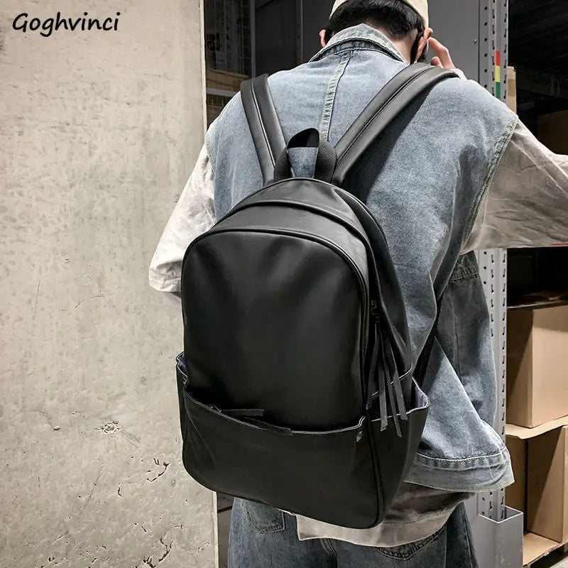 PU Backpacks Large Capacity Unisex School Bag Harajuku Travel Ins Retro Vintage