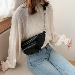 PU Chain Hip Packs Fanny Pack Lady Waist Bag Shoulder Bags Women's Belt Bum Bag