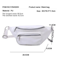 PU Chain Hip Packs Fanny Pack Lady Waist Bag Shoulder Bags Women's Belt Bum Bag