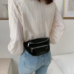 PU Chain Hip Packs Fanny Pack Lady Waist Bag Shoulder Bags Women's Belt Bum Bag