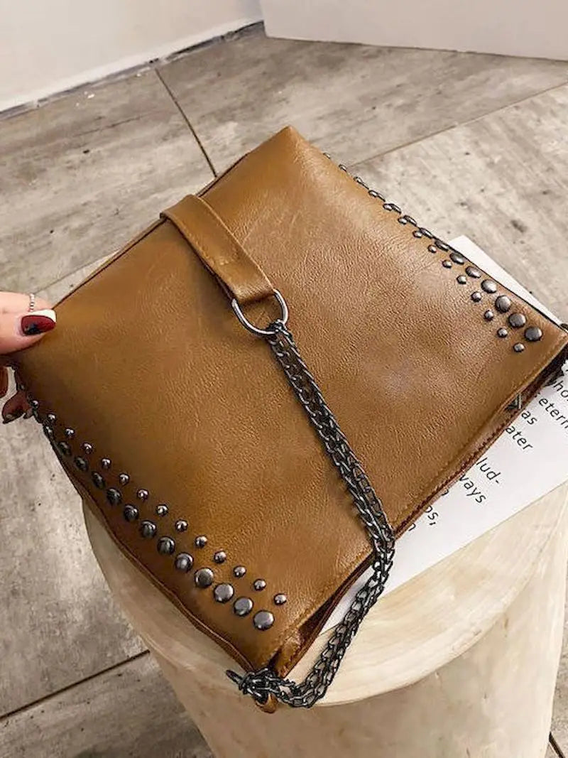 Women's PU Leather Rivet Crossbody Shoulder Bag