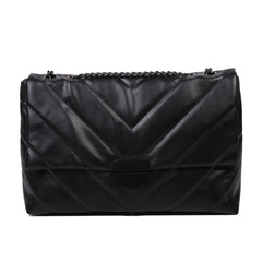 PU Leather Shoulder Handbag Women Solid Lattice Flap Square Crossbody Bag