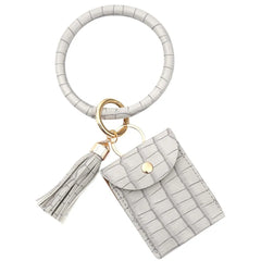PU Leather Bracelet Keychain for Women Key Wallets Wristlet Keychain