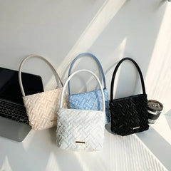 Braided Small Shoulder Bag Women's PU Leather Handbag Tote