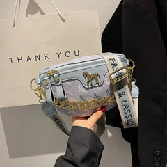 PU Leather Chain Crossbody Bag Women Shoulder Messenger Handbag Purses