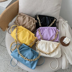 PU Leather Chain Crossbody Cloud Bag for Women Shoulder Messenger Side Bag