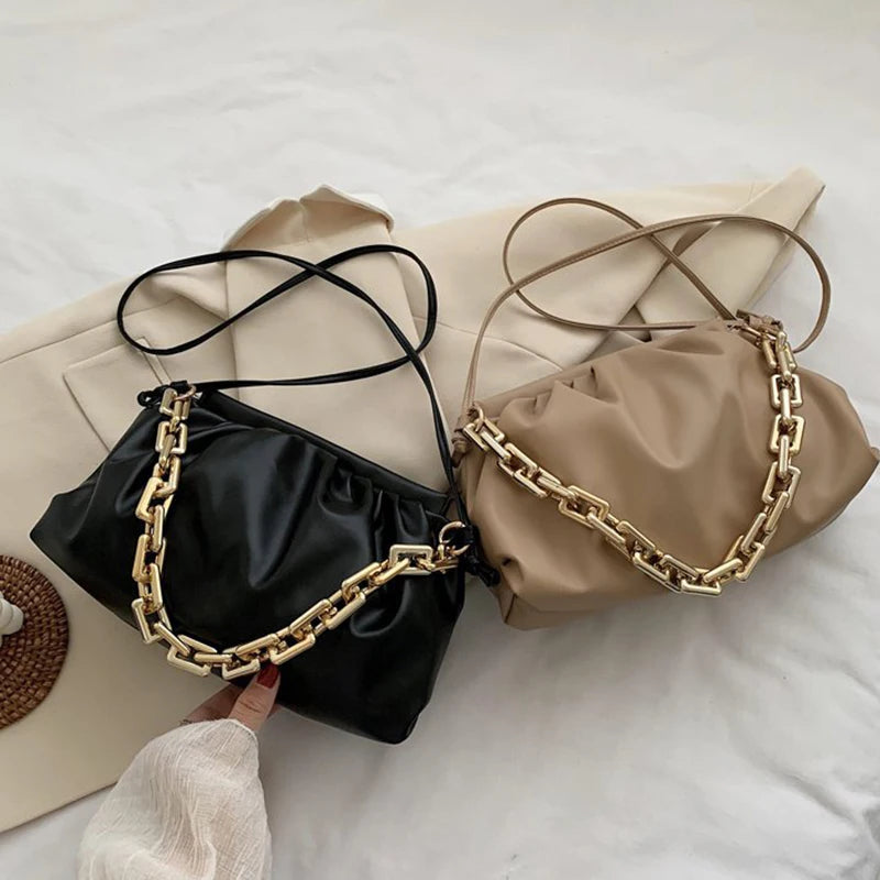 PU Leather Chain Crossbody Cloud Bag for Women Shoulder Messenger Side Bag