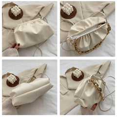 PU Leather Chain Crossbody Cloud Bag for Women Shoulder Messenger Side Bag