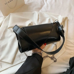 PU Leather Chain Shoulder Bags Women Solid Underarm Handbags OL Texture Retro Fl
