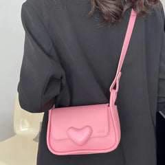 PU Leather Crossbody Bag Love Clasp Portable Soft for Weekend Vacation