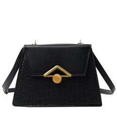 Crocodile Pattern Shoulder Bag Chain Lock Small Square Bag
