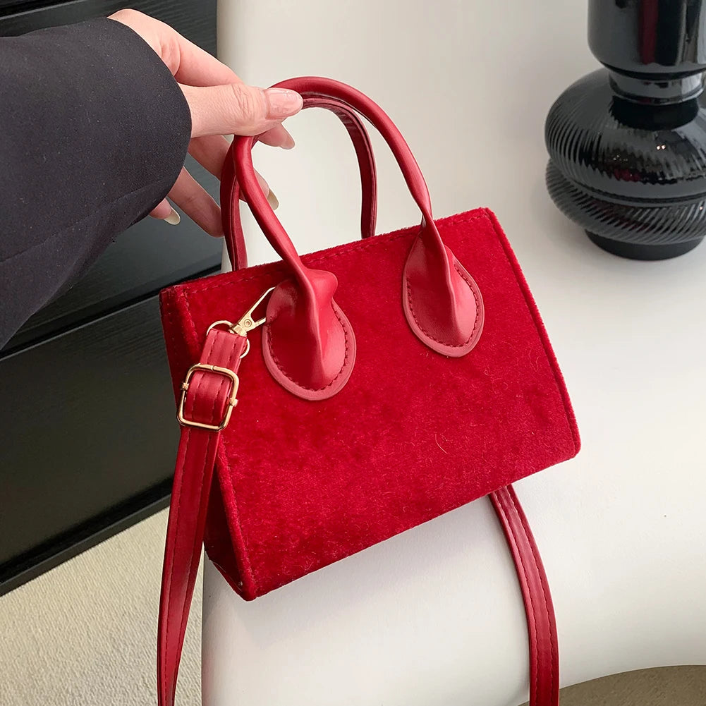 Hit-Color Handbag Women's Classic Satchel Small Hand Bag Purse