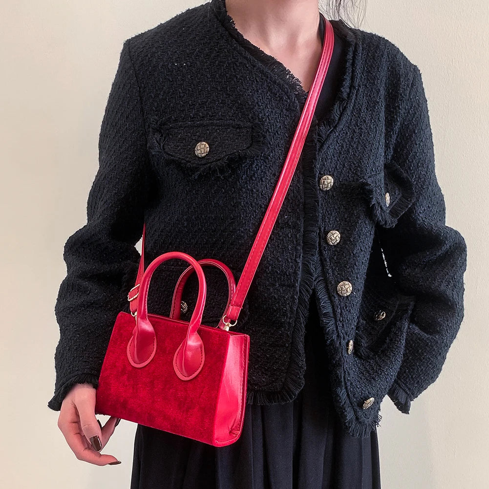 Hit-Color Handbag Women's Classic Satchel Small Hand Bag Purse