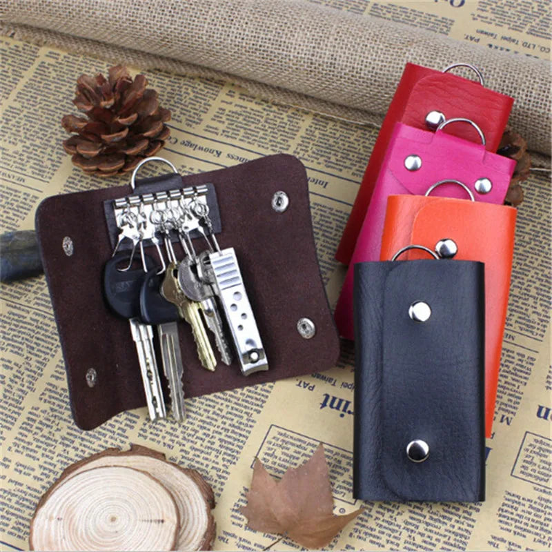 PU Leather Key Holder Keychain Car Key Wallet Ring Keys Bag Case