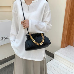 Pleated Shoulder Bag Purses Girl Messenger Chain Handbags