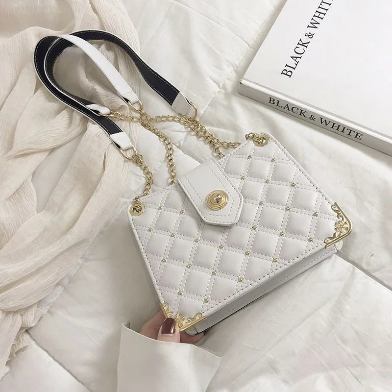 PU Leather Lattice Handbag Shoulder Bag Female Solid Shopping Bags