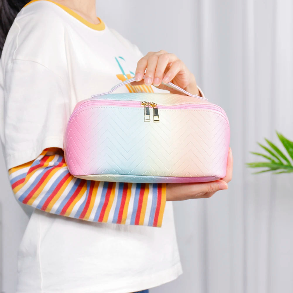 Colorful Wavy Gradient PU Leather Make Up Bag