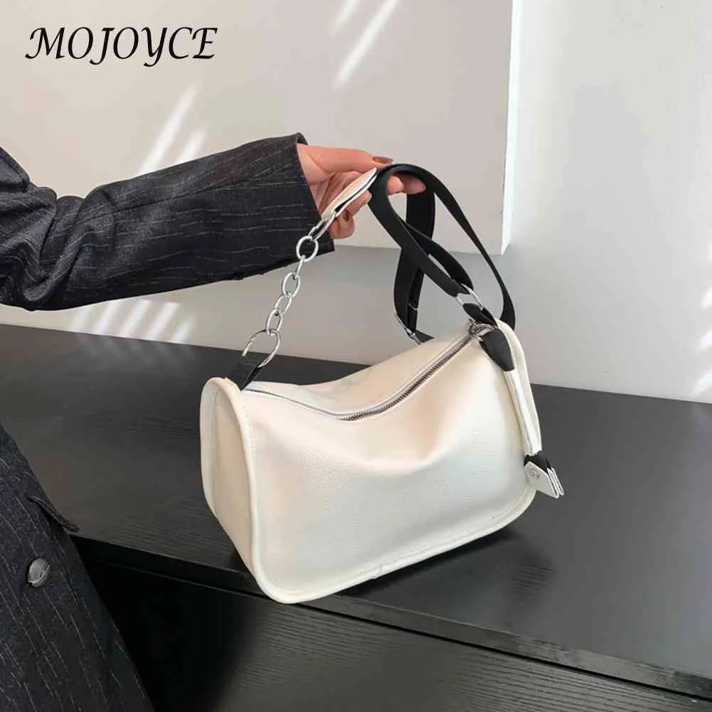 PU Leather Messenger Bag Chain Crossbody Bags Solid Soft Casual