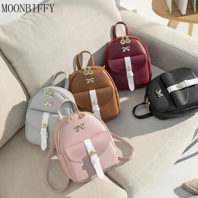 Mini Backpack Women Bow-knot Shoulder Bag Small Lady Bags Travel Shopping