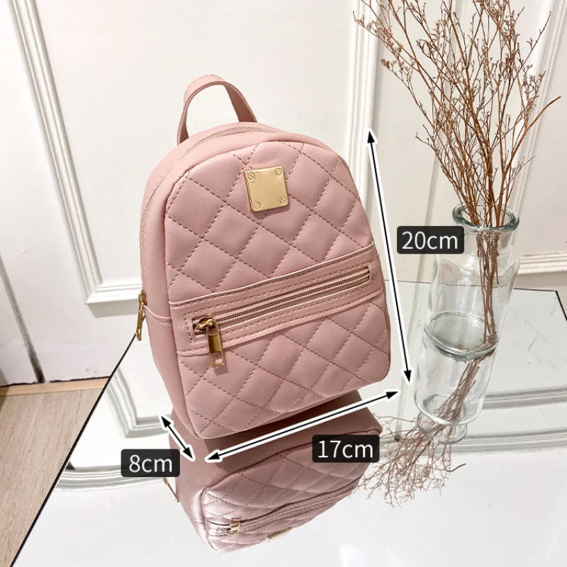PU Leather Mini Women Backpack with Phone Pouch
