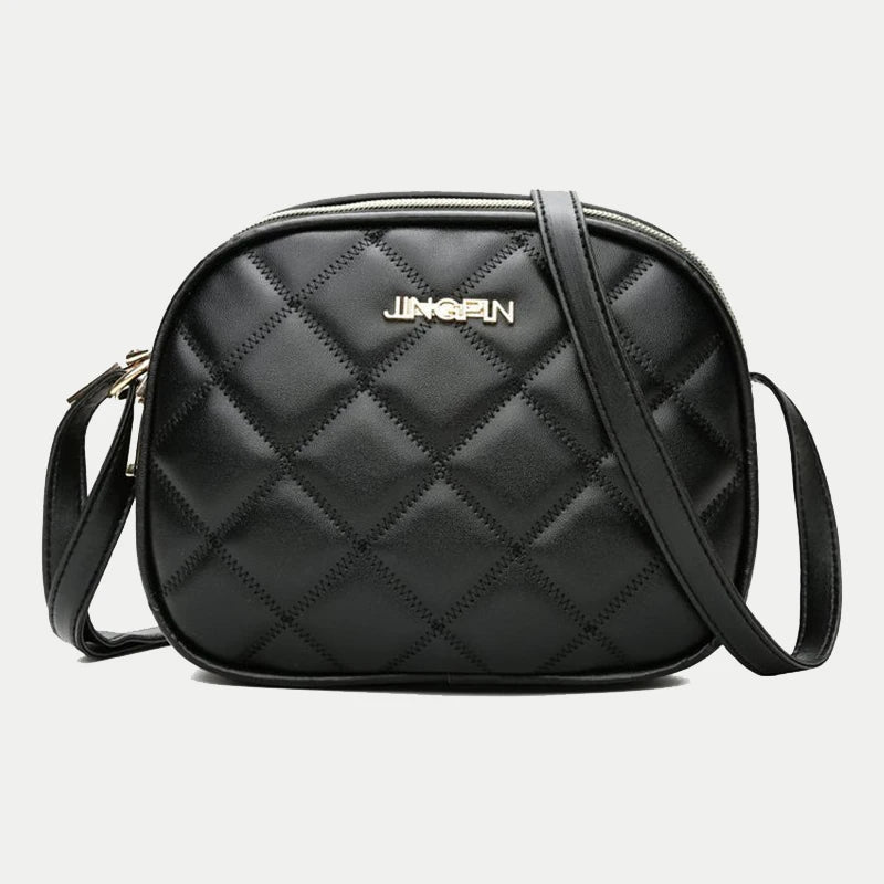 PU Leather Zipper Messenger Purse Handbag Plaid Crossbody Shoulder Bag
