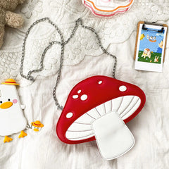 Mushroom Shape Shoulder Bag Purse Chain for Women School
