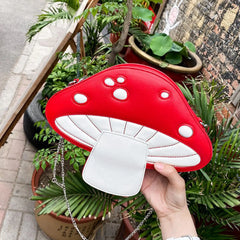 Mushroom Shape Shoulder Bag Purse Chain for Women School
