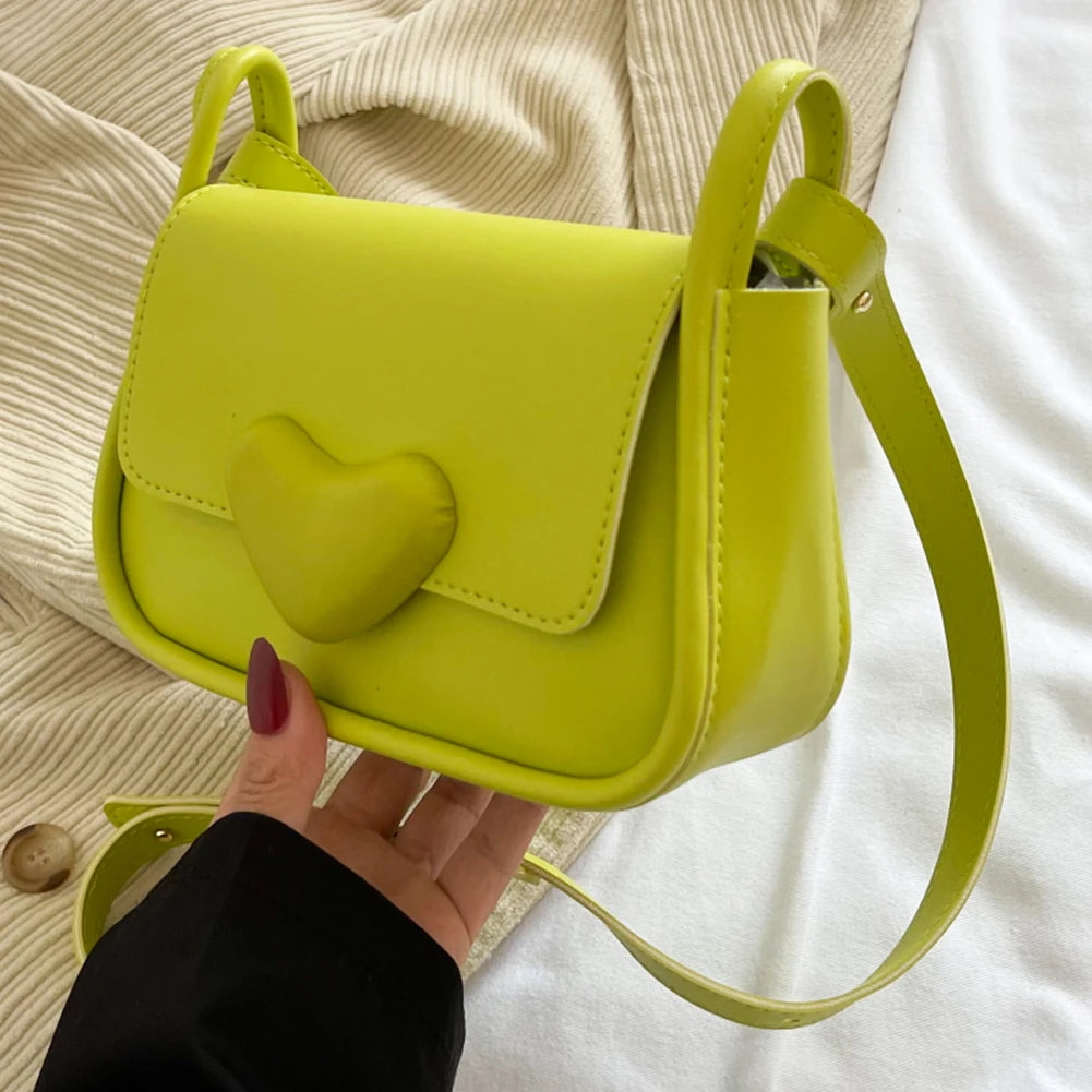 PU Leather Shoulder Bag Women Messenger Bag Love Clasp Soft for Weekend