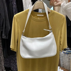 PU Leather Shoulder Bags Women Solid Underarm Zipper Office Ladies Versatile Ins