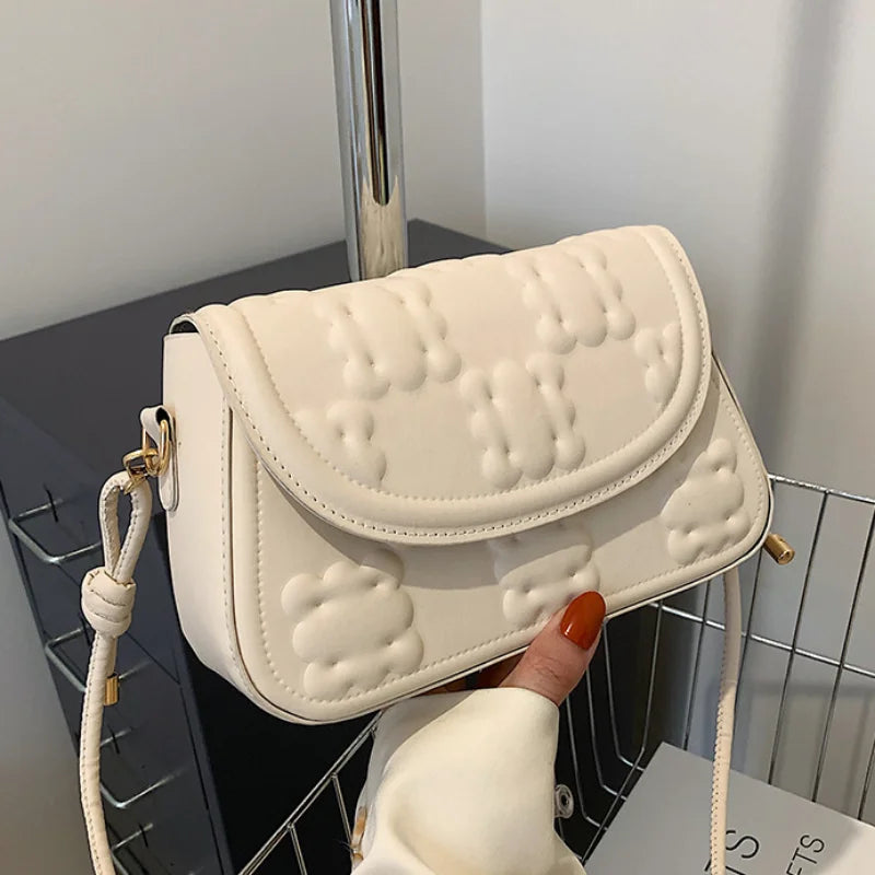 Square Shoulder Crossbody Bag Flap Closure Small PU Leather Women Solid