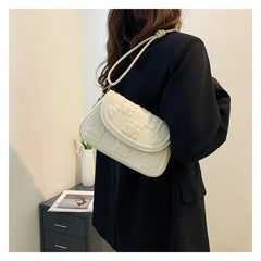 Square Shoulder Crossbody Bag Flap Closure Small PU Leather Women Solid