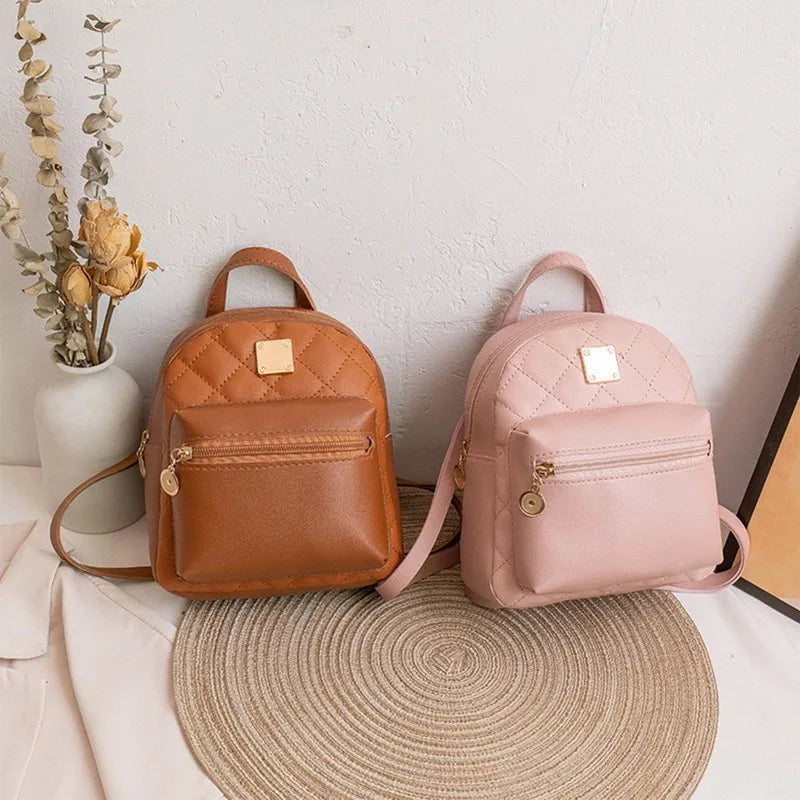 PU Leather Shoulder Mini Small Backpack Ladies School Backpack Bags for Women