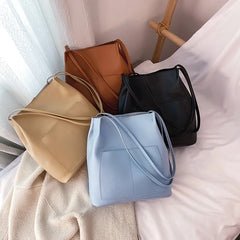 Women's PU Leather Shoulder Shopper Handbag Large Capacity