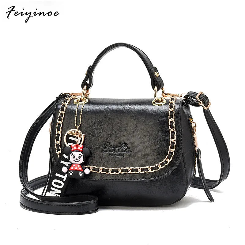 PU Leather Small Crossbody Bag for Women Chain Shoulder Bag