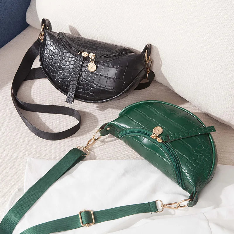 Crocodile Pattern PU Leather Chest Bag Women's Shoulder Messenger Handbags