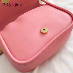 PU Leather Underarm Bag Soft Flap Female Commute Bag Love Clasp