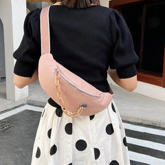 PU Leather Women Banana Waist Bag Hip Belt Pack