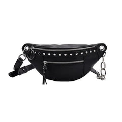 PU Leather Women Chest Bag Waist Bag Solid Banana Bag Travel Phone Pouch